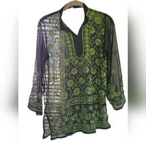Black and Green Blouse